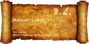 Mahrer Lotár névjegykártya